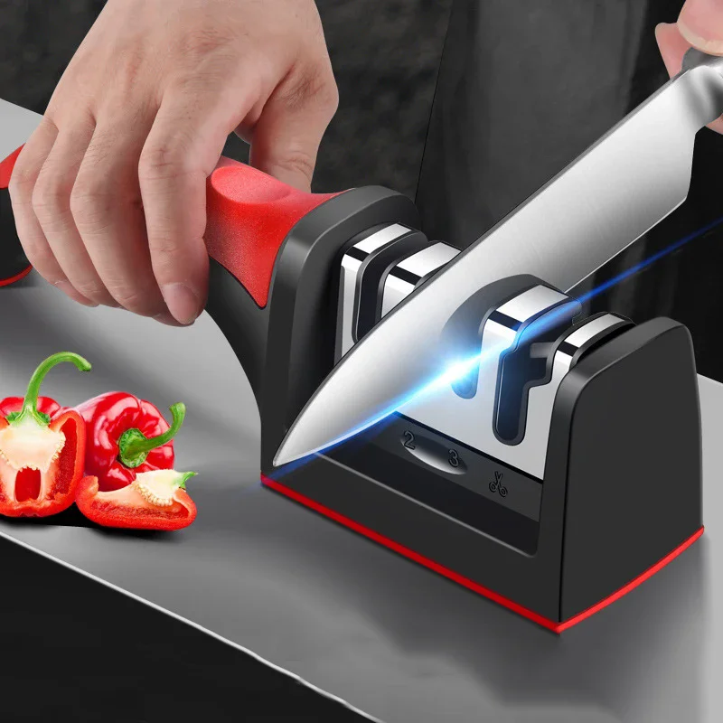 3-Stage Knife Sharpener | Stainless Steel | Kitchen Tools Sharpening Stone