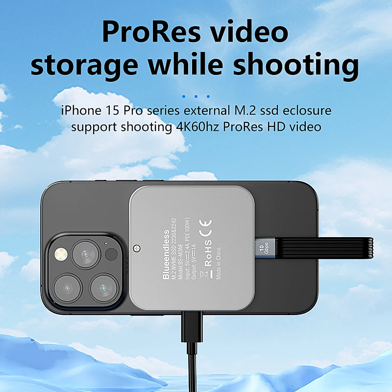 Magnetic NVMe SSD Enclosure, 100W PD, Type-C, Works with iPhone & Mac!