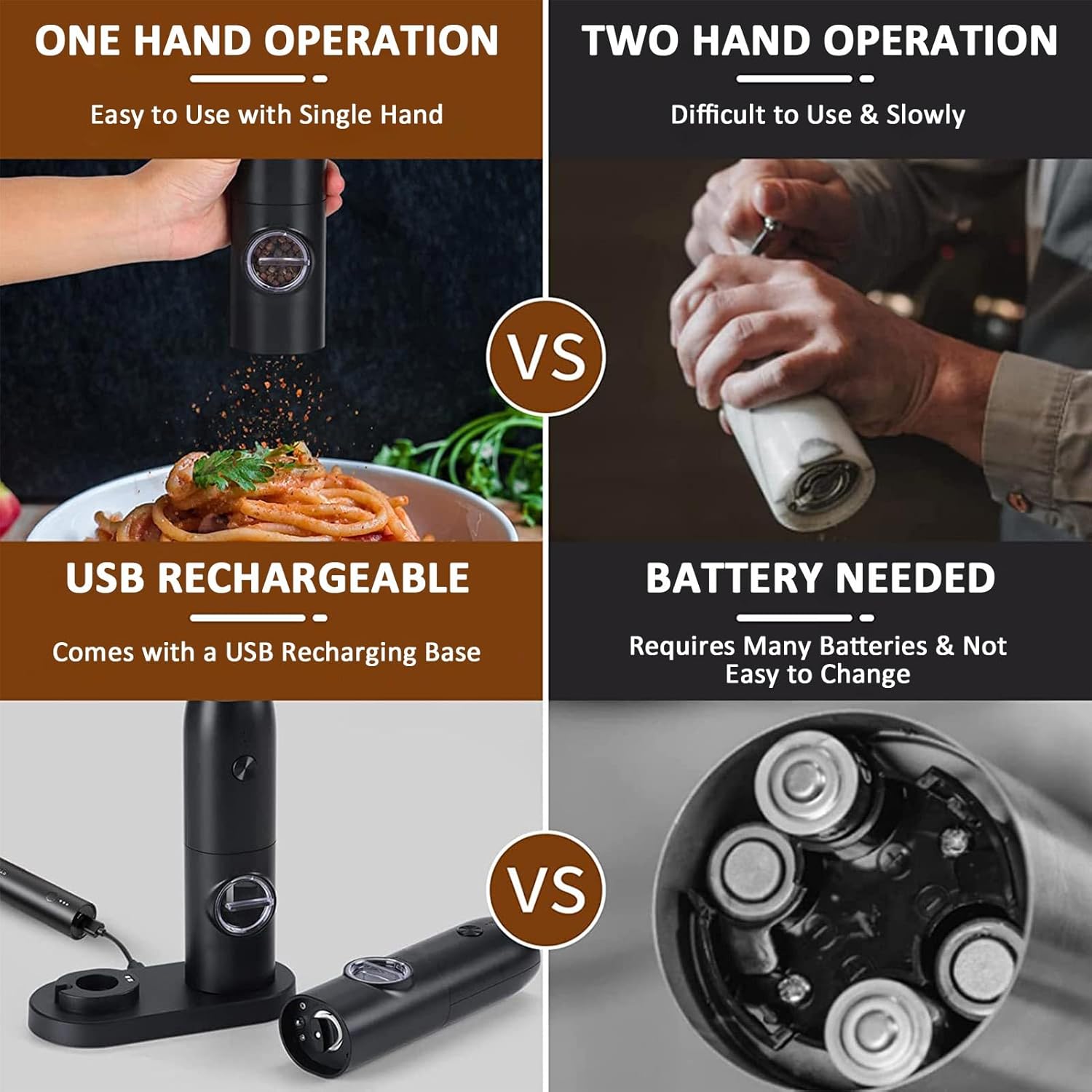 Rechargeable Electric Pepper And Salt Grinder