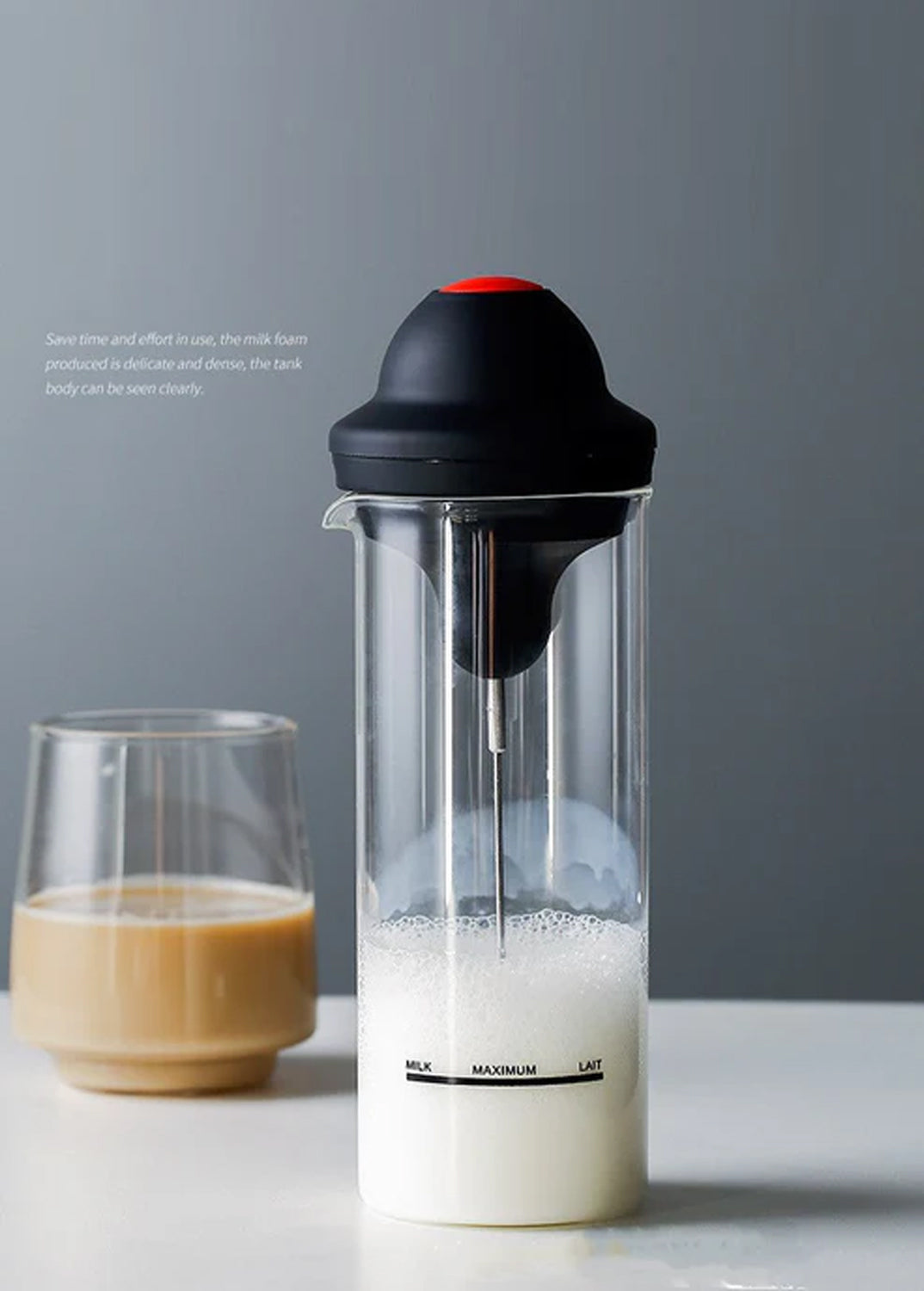 Electric Milk Frother – Creamy Latte Maker & Beverage Mixing Cup