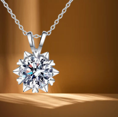 Titanium Steel Snowflake Zircon Necklace